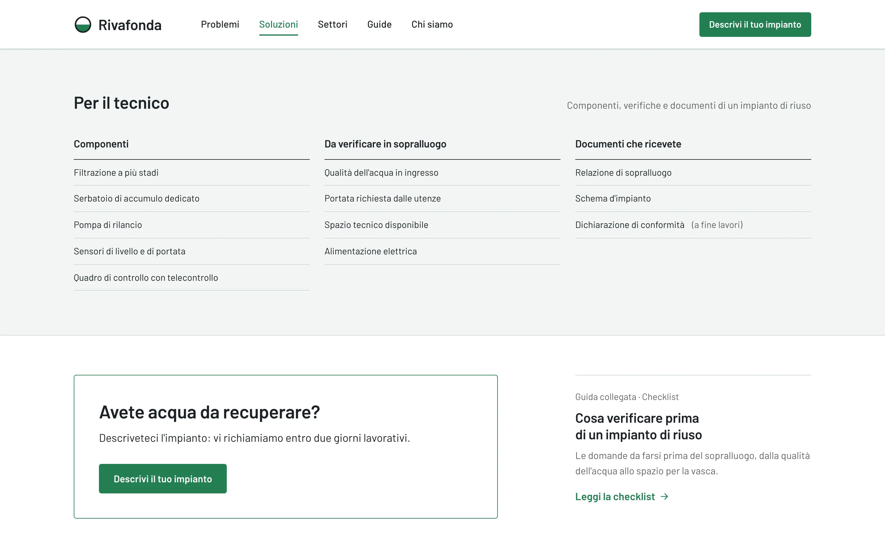 Sezione «Per il tecnico»: componenti, verifiche in sopralluogo e documenti