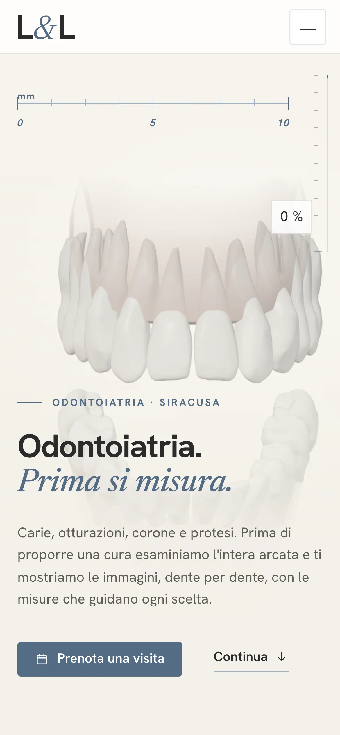 La pagina dell'odontoiatria sul telefono
