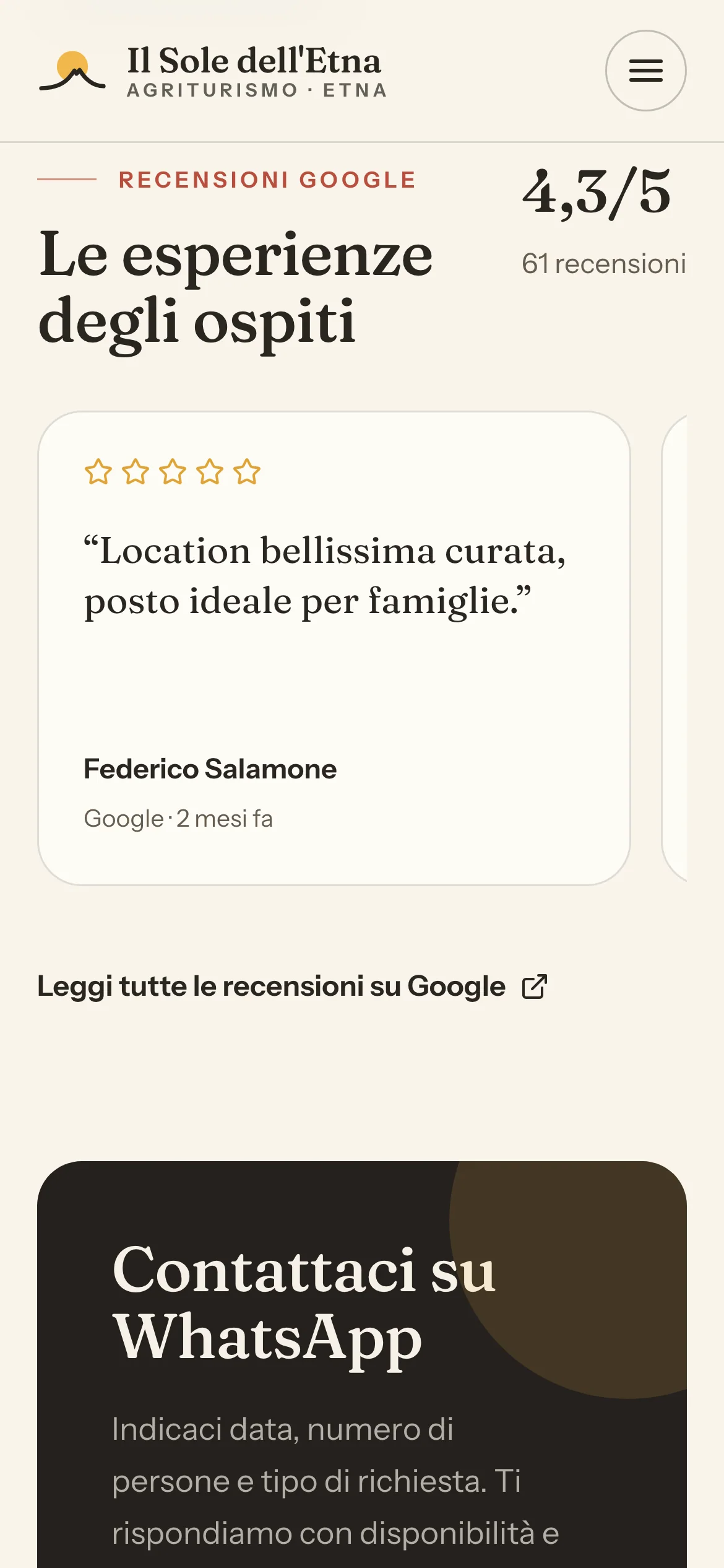 Le recensioni di Google sul telefono, con il voto medio
