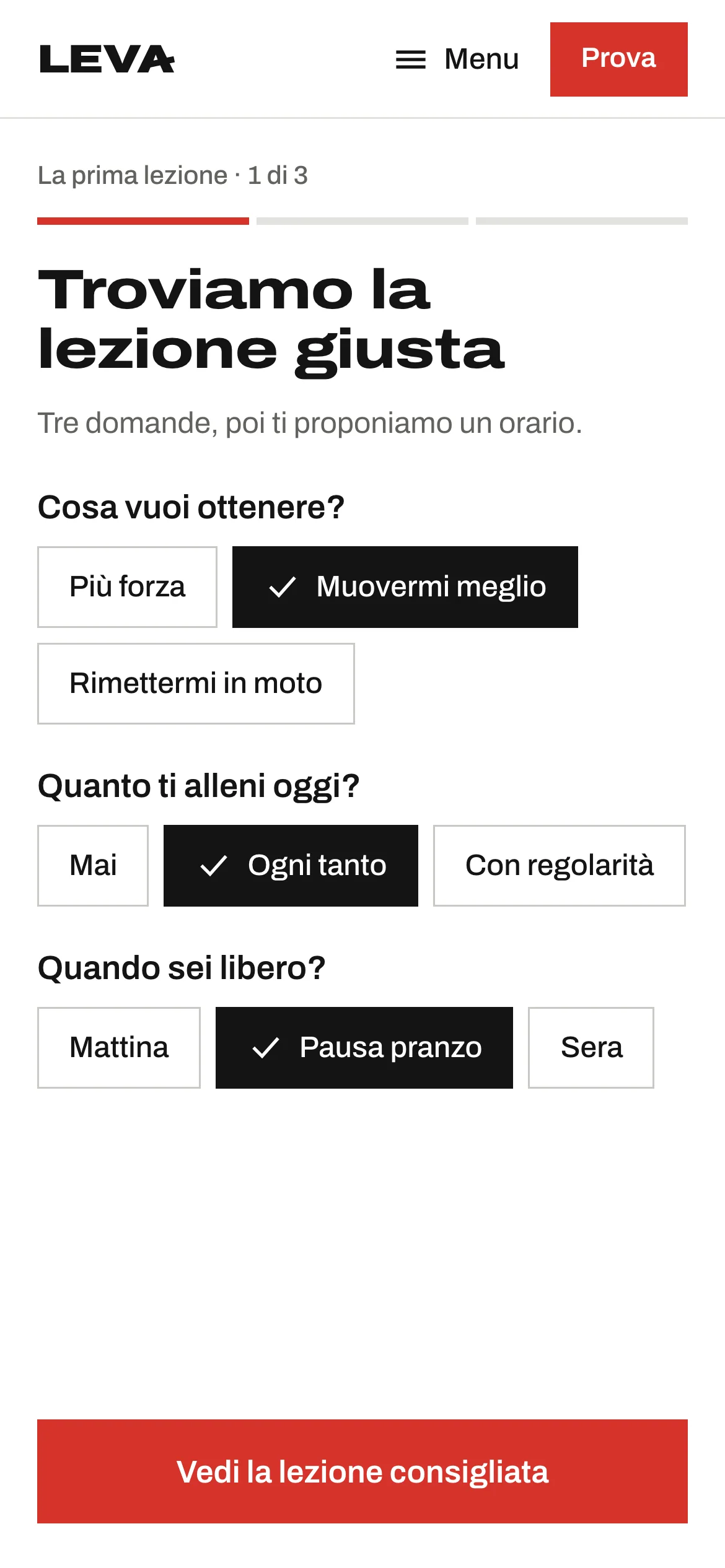 Tre domande per la prova: obiettivo, allenamento attuale, momento libero