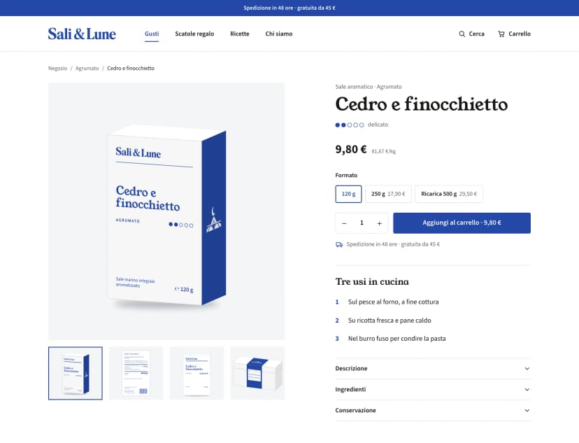 Scheda di Cedro e finocchietto: immagini dell'astuccio, prezzo, formati e tre usi in cucina
